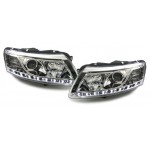 Тюнинг - комплект линзованных фар с ксеноном с дхо (с drl (дневн. ходов огни) ) Audi A6 C6