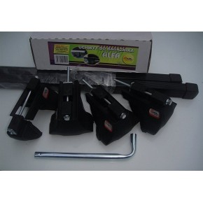 Багажная система Amos Alfa в сборе с прямоугольными дугами 140см в пластике. Для а/м с интегрированными и обычными рейлингами.