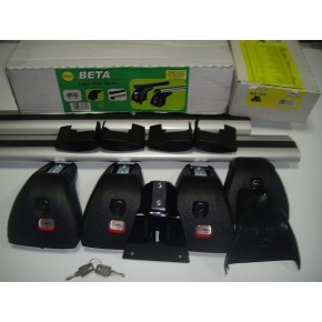Багажная система Amos Beta Kit103 в сборе с серебр.крыловид. дугами 85х130см без замка. Для а/м с штат. местами.