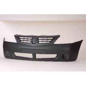 Передний бампер без отверстий под птф черн Renault Logan - 1 поколение