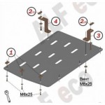 Защита акпп для BMW X3 F25 2010-, V-все / BMW X4 2014-, V-все (сталь 2 мм)