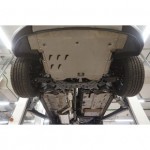 Защита днища Hyundai Santa Fe (Хёндай Санта Фе) V-все (2012-2015-) 4 части, на а/м без бок. Подножек (Алюминий 4 мм)
