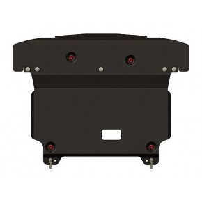 Защита картера двигателя и кпп Hyundai Santa Fe (Хёндай Санта Фе) с крыльями V-2,2D AT
