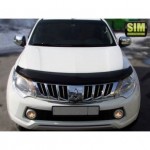 Дефлектор капота Mitsubishi L200 (2015-) (темн.)/ Fiat Fullback (2016-) /Pajero Sport (2015-)
