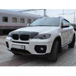Дефлектор капота BMW X5 (2007-2013)/Х6 (2007-) узкий (темный)