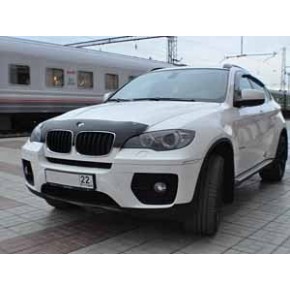 Дефлектор капота BMW X5 (2007-2013)/Х6 (2007-) узкий (темный)