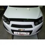Дефлектор капота Chevrolet Aveo (Шевроле Авео) (2012-) (темный)