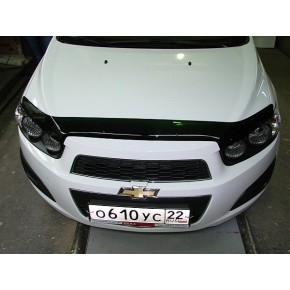 Дефлектор капота Chevrolet Aveo (Шевроле Авео) (2012-) (темный)