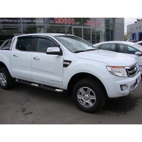 Дефлекторы боковых окон Ford Ranger Double Cab (2012-)(темный) (4дв)