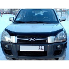 Дефлектор капота Hyundai Tucson (2005-2008) (темный)