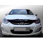 Дефлектор капота Hyundai Solaris (Хёндай Соларис) (2010-2014) (темный) (короткий)