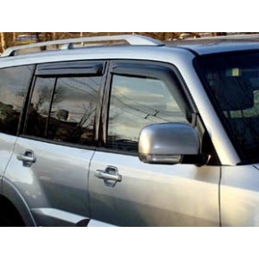 Дефлекторы боковых окон Mitsubishi Pajero (Митсубиши Паджеро) III (200-) IV (2007-) (4шт.) (темн)