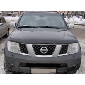 Дефлектор капота Nissan Pathfinder (Ниссан Патфайндер) (2004-2010) / Navara (2005-) (темный)