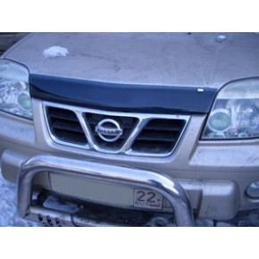 Дефлектор капота Nissan X-Trail (Ниссан Икстрейл) (2001-2006)(без надписи) (темный)