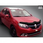 Дефлектор капота Renault Logan (Рено Логан) (2014-) / Sandero (Сандеро) (2014-) (темн.)