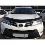 Дефлектор капота Toyota RAV4 (Тойота РАВ4) (2013- / 2015-) (с подгибом) (темн.)