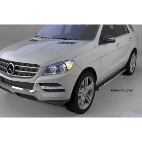 Пороги алюминиевые (Emerald Black) Mercedes ML W166 (2011-)