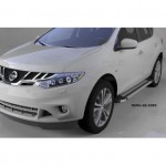 Пороги алюминиевые (Brillant) Nissan Murano (2008-2015) (серебр)
