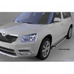 Пороги алюминиевые (Brillant) Skoda Yeti (Шкода Ети) (2009-) (серебр)
