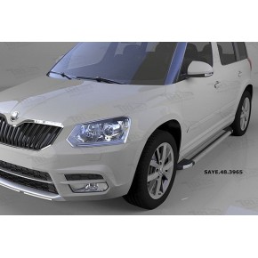 Пороги алюминиевые (Brillant) Skoda Yeti (Шкода Ети) (2009-) (серебр)