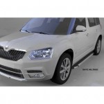 Пороги алюминиевые (Brillant) Skoda Yeti (Шкода Ети) (2009-) (черн/нерж)