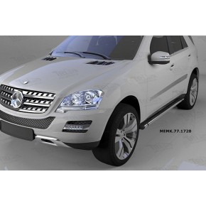 Пороги алюминиевые (Emerald Black) Mercedes ML W164 (2006-2011