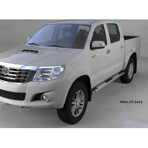Пороги алюминиевые (Emerald Black) Toyota HiLux (2012-2015)