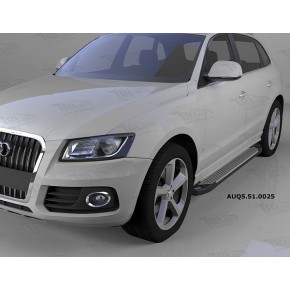 Пороги алюминиевые (Sapphire Silver) Audi (Ауди) Q5 (2009-)
