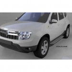 Пороги алюминиевые (Sapphire Silver) Renault Duster (Рено Дастер) (2012-) / Nissan Terrano (2014-)