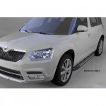 Пороги алюминиевые (Corund Silver) Skoda Yeti (Шкода Ети) (2009-)