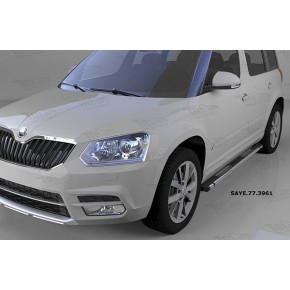 Пороги алюминиевые (Emerald Black) Skoda Yeti (Шкода Ети) (2009-)