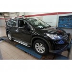 Пороги алюминиевые (Brillant) Honda (Хонда) CR-V (IV 2012-2016) (серебр)