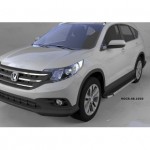 Пороги алюминиевые (Brillant) Honda (Хонда) CR-V (IV 2012-2016) (черн/нерж)