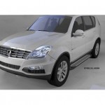 Пороги алюминиевые (Sapphire Silver) Ssang Yong Rexton (Ссанг Йонг Рекстон) (2012-) (только для 4WD)