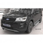 Пороги алюминиевые (Brillant) Ford Explorer (2011-/ 2015-) (серебр)