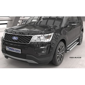 Пороги алюминиевые (Brillant) Ford Explorer (2011-/ 2015-) (серебр)