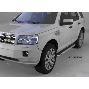 Пороги алюминиевые (Brillant) Land Rover Freelander 2 (2008-) (черн./нерж.)
