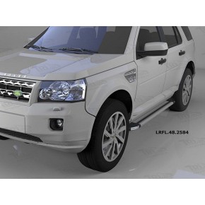 Пороги алюминиевые (Brillant) Land Rover Freelander 2 (2008-) (серебр)
