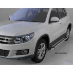 Пороги алюминиевые (Brillant) Volkswagen Tiguan (Тигуан) (2008-2017) (серебр)
