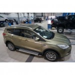 Пороги алюминиевые (Brillant) Ford Kuga (2013-/ 2016-) (серебр)
