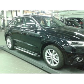 Пороги алюминиевые (Corund Silver) Audi (Ауди) Q3 (2011-)