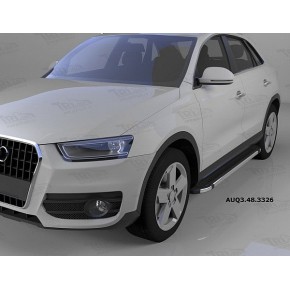 Пороги алюминиевые (Brillant) Audi (Ауди) Q3 (2011-) (черн/нерж)