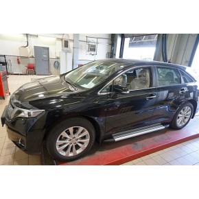 Пороги алюминиевые (Brillant) Toyota Venza (2013-) (серебр)