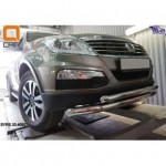 Защита переднего бампера Ssang Yong Rexton (Ссанг Йонг Рекстон) (2007-2012 / 2012-) (двойная) d 76/60