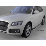 Пороги алюминиевые (Brillant) Audi (Ауди) Q5 (2009-) (серебр)