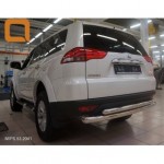 Защита заднего бампера Mitsubishi Pajero Sport (Митсубиши Паджеро) (2008-) (двойная) d 76/60