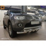 Защита переднего бампера Mitsubishi Pajero Sport (Митсубиши Паджеро) (2008-)/L200 (2014- кроме комплектации Invite) Shark d 76/76