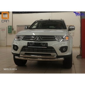 Защита переднего бампера Mitsubishi Pajero Sport (2008-2016)/L200 (2014- 2015 кроме комплектации Invite) (двойная) d 76/60