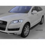 Пороги алюминиевые (Sapphire Black) Audi (Ауди) Q7 (2009-2015) (нагр. до 40 кг.)