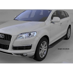 Пороги алюминиевые (Sapphire Black) Audi (Ауди) Q7 (2009-2015) (нагр. до 40 кг.)